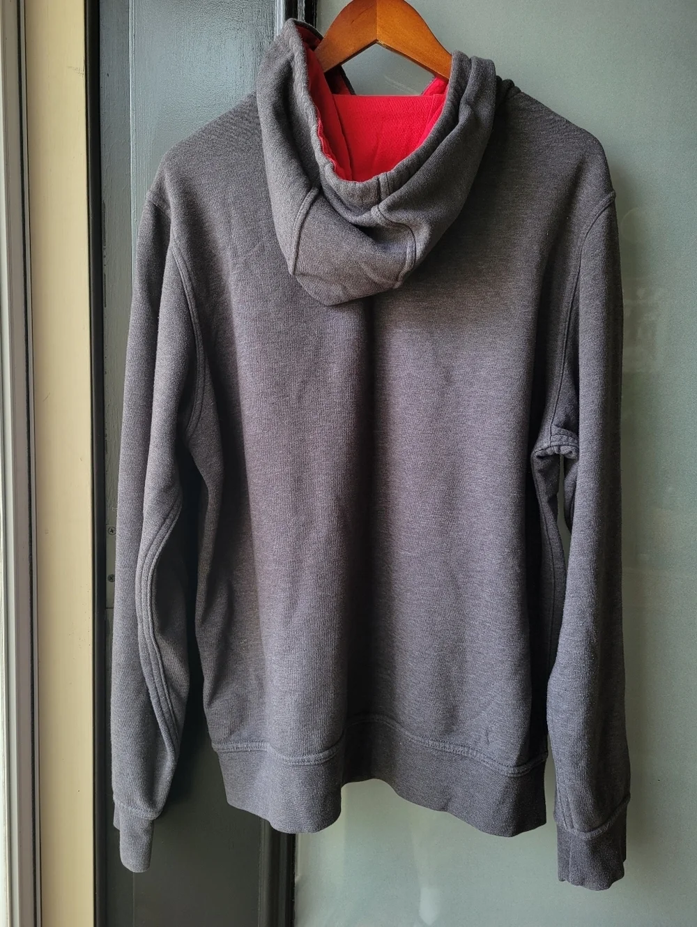 The North Face Half Dome Men's Hoodie Fleece L/G Dark Hrey Red Logo Pocket